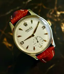 A BEAUTIFUL VINTAGE 9CT GOLD 1960 MID-SIZE ROLEX PRECISION WRISTWATCH IN 9K GOLD