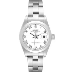 ROLEX DATE WHITE DIAL SMOOTH BEZEL STEEL LADIES WATCH 79160 BOX PAPERS