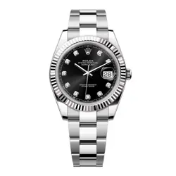 ROLEX DATEJUST 41 126334 DIAMOND BLACK DIAL STEEL MENS WATCH BOX PAPERS