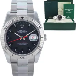 MINT ROLEX DATEJUST TURN-O-GRAPH 116264 STEEL BLACK WHITE GOLD FLUTED WATCH BOX