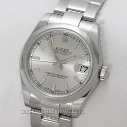 ROLEX MIDSIZE DATEJUST 178240 SILVER DIAL STAINLESS STEEL W/BOX