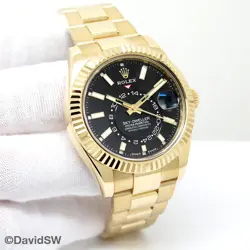 ROLEX 336938 SKYDWELLER 18K YELLOW GOLD WITH BLACK DIAL ON OYSTER