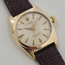 MENS ROLEX OYSTER PERPETUAL 6050 18K GOLD 32MM 1950S AUTOMATIC VINTAGE RA439B