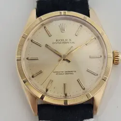 MENS ROLEX OYSTER PERPETUAL REF 1007 34MM 18K SOLID GOLD 1960S AUTOMATIC RA438B
