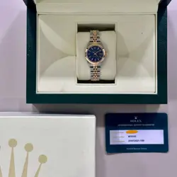 ROLEX LADIES DATEJUST 79163 YELLOW GOLD & STEEL 26MM BOX & ROLEX SERVICE PAPERS