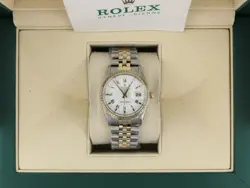 1982 ROLEX DATE 15053 WHITE ROMAN DIAL TT JUBILEE WITH PAPERS 34MM
