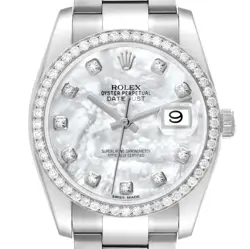 ROLEX DATEJUST MOP DIAMOND STEEL WHITE GOLD MENS WATCH 116244