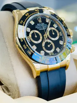 ROLEX DAYTONA 116518LN COSMOGRAPH DAYTONA FACTORY BLACK DIAMOND DIAL BOX/PAPER