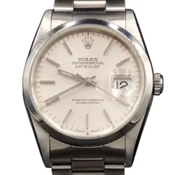 MENS ROLEX STAINLESS STEEL DATEJUST WATCH SILVER DIAL OYSTER BRACELET 16200