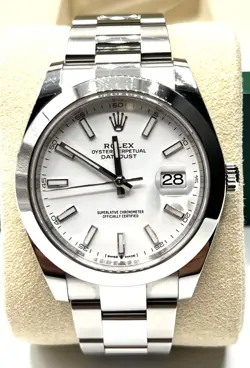 ROLEX ~ OYSTER PERPETUAL DATEJUST 41MM MEN'S WATCH 126300 STAINLESS STEEL WHITE