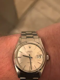 ROLEX 6694 OYSTERDATE PRECISION 34MM 78350 557B BOX SERVICED SILVER SUNBURST ORG