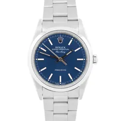 MINT PAPERS ROLEX OYSTER PERPETUAL AIR-KING BLUE 34MM STAINLESS WATCH 14000 BOX