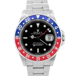 ROLEX GMT-MASTER II 40MM PEPSI RED BLUE STAINLESS STEEL OYSTER DATE 16710 WATCH