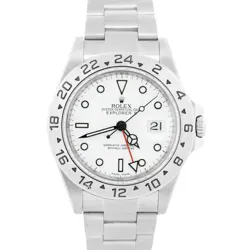 PAPERS ROLEX EXPLORER II 40MM WHITE REHAUT STEEL GMT NO-HOLES WATCH 16570 BOX