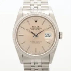 ROLEX DATEJUST 16220 SS AT SILVER-FACE 4 EXTRA LINKS