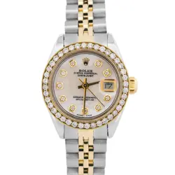 VINTAGE ROLEX DATEJUST 26MM MOP DIAMOND 18K YELLOW GOLD STEEL JUBILEE 6917 BOX