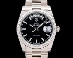 ROLEX 118239 DAY DATE PRESIDENT 36MM 18K WHITE GOLD / BLACK DIAL