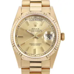 ROLEX DAY DATE 18238 CHAMPAGNE GOLD W NUMBER SECOND HAND MENS