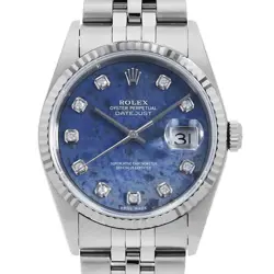 ROLEX DATEJUST 10P DIAMOND 16234G SODA SODALITE Y NUMBER SECOND HAND MENS