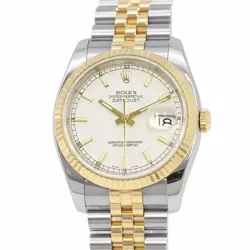 ROLEX DATEJUST 36MM STEEL 18K YELLOW GOLD WHITE DIAL 116233