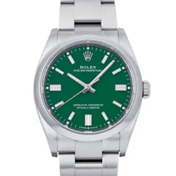 USED ROLEX OYSTER PERPETUAL 126000 GREEN MEN'S WATCH #411122