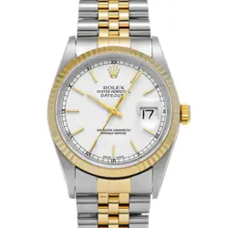 USED ROLEX DATEJUST 16233 WHITE CASE SIZE 36×36MM MEN'S WATCH #4118622