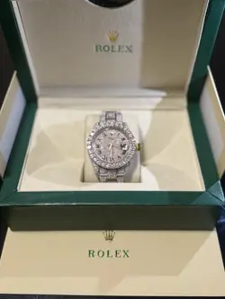 ROLEX DIAMOND VVS MOISSANITE (PASS DIAMOND TESTER) BUST DOWN MEN'S WATCH