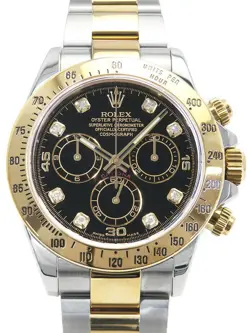USED ROLEX COSMOGRAPH DAYTONA 8P DIAMOND 116523G BLACK MEN'S WATCH #42022