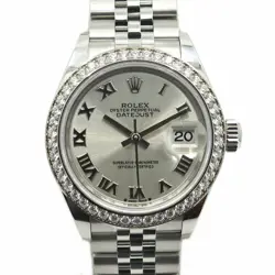 USED ROLEX DATEJUST 28 279384RBR SILVER LADIES WATCH #43322