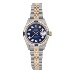 ROLEX DATEJUST 26MM 18K GOLD STEEL GOLD DIAL LADIES CUSTOM WATCH 69173