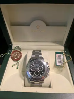 ROLEX DAYTONA 116520- RARE P SERIAL # BOX + ROLEX WARRANTY  RUBBER B BLACK BAND