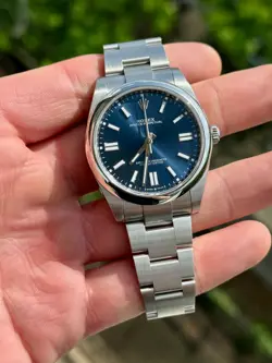 2024 ROLEX OYSTER PERPETUAL 41MM 124300 BLUE W/ ROLEX WARRANTY CARD & HANG TAG