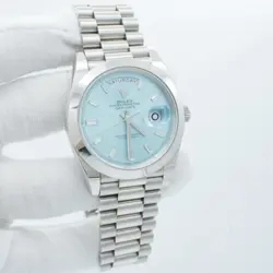 ROLEX DAY-DATE PLATINUM REFERENCE 228206 ICE BLUE BAGUETTE DIAMONDS