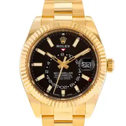 ROLEX SKY-DWELLER 326938 42MM BLACK GMT 18K YELLOW GOLD OYSTER MENS WATCH 2021