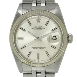 ROLEX DATEJUST WHITE GOLD/STEEL AUTOMATIC SILVER DIAL MEN'S WATCH 36MM - 1601/4