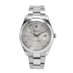 ROLEX DATEJUST II 41MM 116300 SILVER STICK SMOOTH OYSTER STAINLESS STEEL WATCH