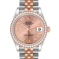 ROLEX DATEJUST 31 MIDSIZE STEEL ROSE GOLD DIAMOND LADIES WATCH 278381