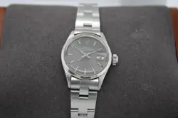 ROLEX DATE MODEL# 6516 GREY DIAL 26MM STAINLESS STEEL WOMEN'S WATCH #19167B
