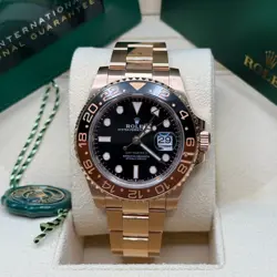 ROLEX GMT-MASTER II 2020 ROSE GOLD ROOTBEER 126715CHNR BLACK BROWN CERAMIC BEZEL