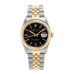 1977 ROLEX DATEJUST 36MM 16003 BLACK JUBILEE YELLOW GOLD STAINLESS STEEL WATCH