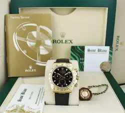 ROLEX REHAUT 40MM 18KT GOLD DAYTONA BLACK STRAP BLACK DIAL 116518 SANT BLANC