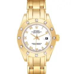 ROLEX PEARLMASTER YELLOW GOLD WHITE DIAL DIAMOND LADIES WATCH 69318