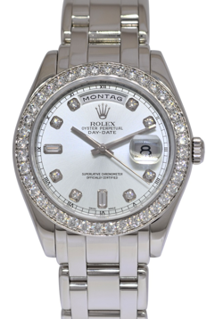 ROLEX MASTERPIECE PLATINUM ICE BLUE DIAMOND DIAL/BEZEL 39MM WATCH B/P Z 18946