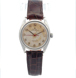 ROLEX OYSTER AIR-GIANT 32MM CREAM DIAL STAINLESS STEEL BROWN ALLIGATOR BAND