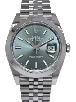 NEW ROLEX DATEJUST 41 STEEL MINT GREEN DIAL MENS JUBILEE WATCH B/P '25 126300