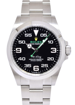 NOS ROLEX AIR-KING STEEL BLACK DIAL MENS 40MM WATCH B/P '24 126900
