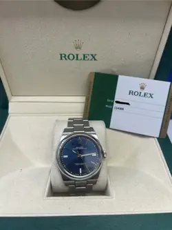 2020 ROLEX OYSTER PERPETUAL 41MM BLUE DIAL WATCH 114300 BOX & PAPERS