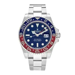 ROLEX GMT-MASTER II WATCH 40MM BLUE INDEX HOUR MARKERS DIAL WHITE GOLD