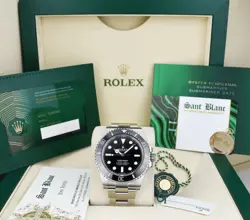 ROLEX STAINLESS STEEL SUBMARINER 41 BLACK DIAL BOX CARD TAGS 124060 SANT BLANC