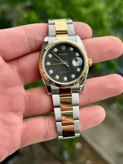 2008 ROLEX DATEJUST 116233 BLACK DIAMOND JUBILEE DIAL 36MM - NO BOX NO PAPERS